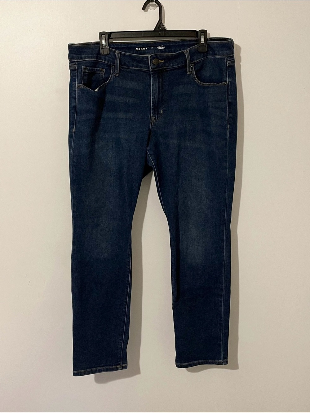 Old Navy Mid Rise Power Slim Straight Leg Blue Denim Jeans Size 16